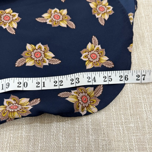 Loft Navy Floral Flow Long Sleeve Blouse Size XS - Picture 9 of 9